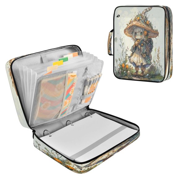 Multifunctional Accordion File Bag Large Capacity A4 Document Handbag Cartoon Beautiful Adventure Man