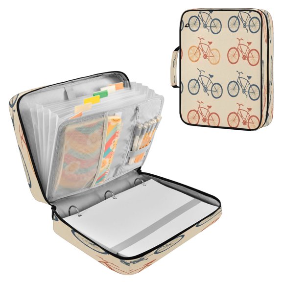 Multifunctional Accordion File Bag Large Capacity A4 Document Handbag Multicolor Bicycle