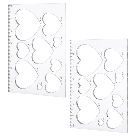 Multifunctional Acrylic Drawing Scale Ruler Painting Stencils for Student Painting Supplies Craft Projects Heart Pattern 120x180x6mm diy