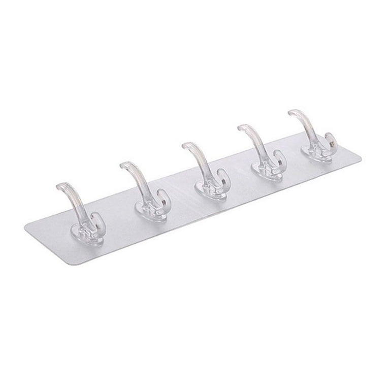 Multifunctional Adhesive Row Hooks Transparent Wall Hooks Kitchen 30cm W9H6  