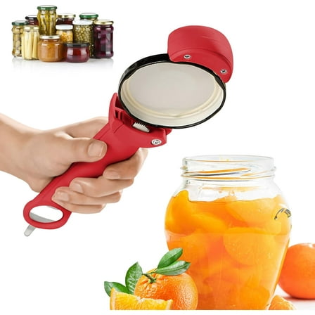 Stainless Steel Adjustable Screwer, 3 In 1 Multifunctional Retractable Bottle Opener Jar Opener for Weak Hands, Senior Arthritis (Red)