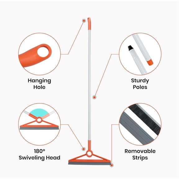 Multifunctional Air Broom with Removable Rubber Strip & Bristle – Squeegee for Indoor Dust Hair Liquid Cleaning