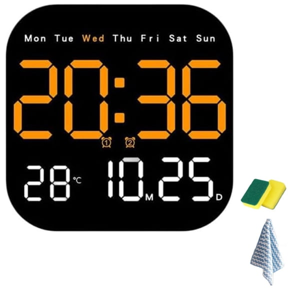 Multifunctional Alarm Clock for Home & Office, Large Display Alarm Clock with Convenient Remote Control, Date and Day of Week, Temperature(C)
