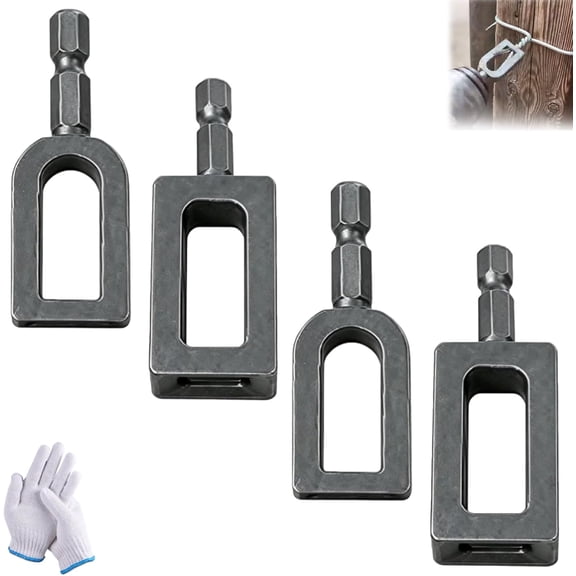 Multifunctional Alloy Steel Heavy Duty Wire Twister/Knotter for Fencing, Rebar Tying, And Construction, Steel Wire Twisting Tool for Drill, Wire Nut Twister with 1/4" Hex Shank(4pcs-9#+11#)Q