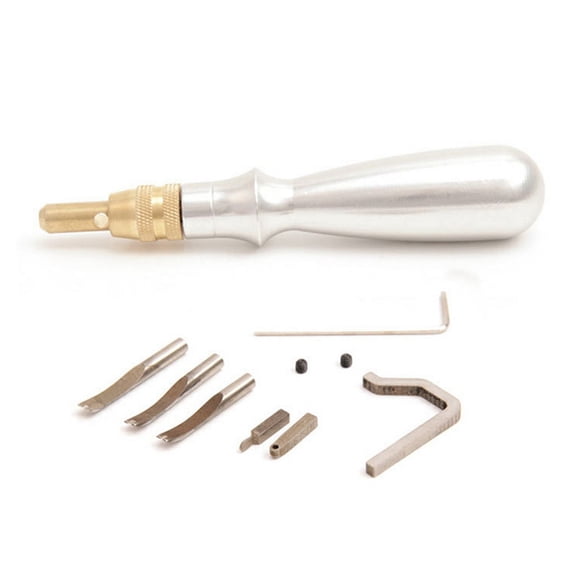 Multifunctional Aluminum Handle Grooving Leather Processor Edger DIY Leather Tool Set,1 x Leather tool set,Silver