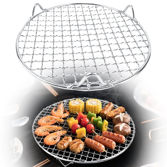 Multifunctional BBQ Grill Net Grid Rack, Barbecue Grate with Even Heat Distribution for Outdoor, Camping, Picnic and Garden Cooking, Reusable
