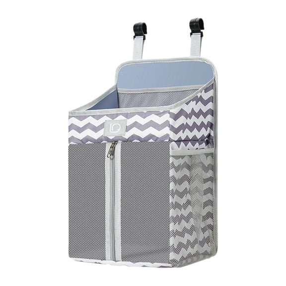 Multifunctional Baby Crib Organizers Oxford Fabric Storage Bag With Zippered Compartments and Reinforced Hook Designs