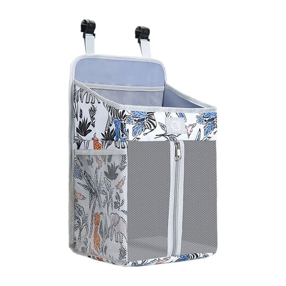 Multifunctional Baby Crib Organizers Oxford Fabric Storage Bag With Zippered Compartments and Reinforced Hook Designs