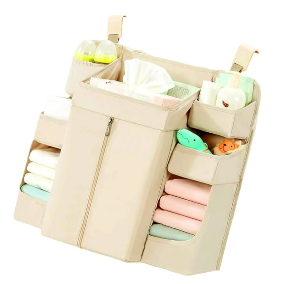 Multifunctional Baby Crib Organizers Storage Bag Sustainable Fabric for Diapers Toy Clothes