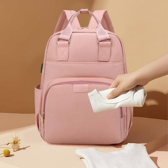 Multifunctional Backpack with Portable Bassinet Insulated Milk Storage & Wet Dry Separation Stroller Straps & Multiple Handles 39 x 19 x 15cm Nylon Diaper Bag for Parents