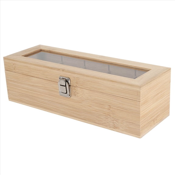 Multifunctional Bamboo System Tea Bag Jewelry Organizer Storage Box 5 Compartments Tea Box Organizer Sugar Container