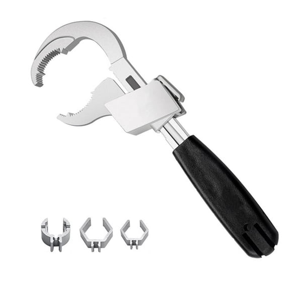 Multifunctional Bathroom Wrench Adjustable Opening 80Mm Spanner Sink Faucet Narrow Sewer Water Pipe Repair Tool,1 x Sink Spanner,Black&Silver