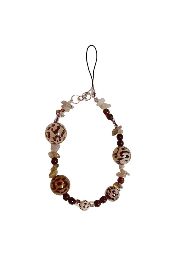 Multifunctional Beaded Lanyard Keychain Leopard Pattern For Convenient Carry