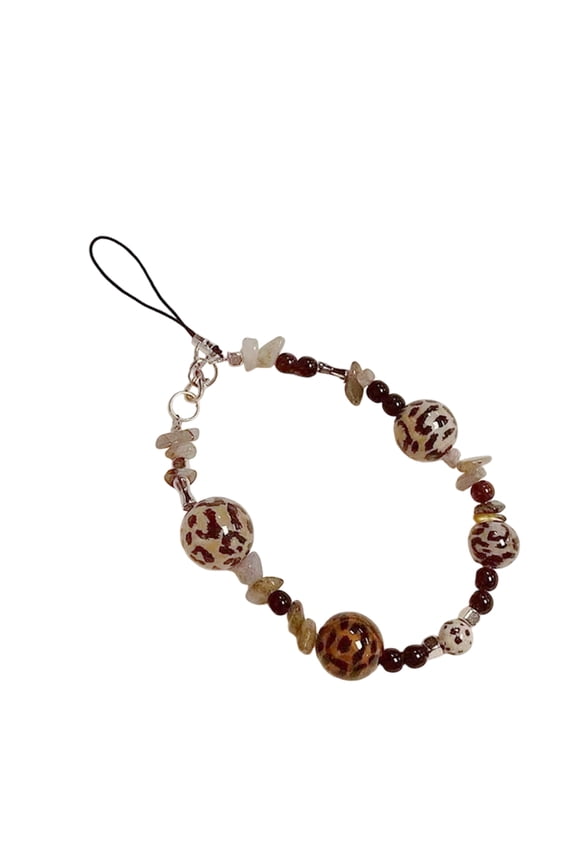 Multifunctional Beaded Lanyard Keychain Leopard Pattern For Convenient Carry