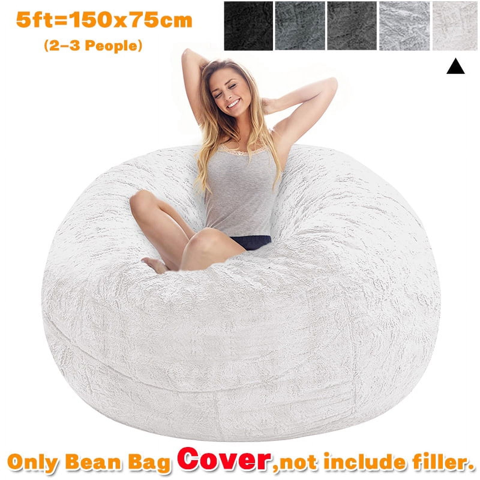 Multifunctional Bean Bag Chair, Large Adult Children's Living Room  Furniture, Soft And Comfortable Bean Bag Cover, Can Relax And Sleep Easy To  Clean (NO Filling) (White, 5FT) 