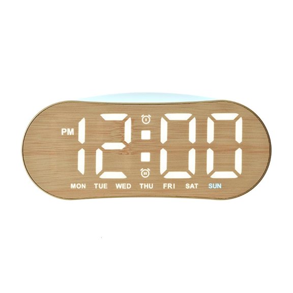 Multifunctional Bedside Clock With Soft Glowing Night Light Two Alarms Temperature Display For Girls Bedroom
