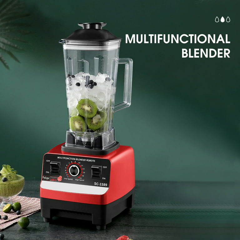 Multifunctional Blender for Smoothie Milkshake Juicer Ice Crusher Electric  Grain Grinder 4500W 15 Rotating Speeds, Red Plug