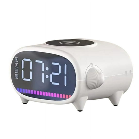Multifunctional Bluetooth Speaker with Wireless Fast Charging Alarm Clock Pickup Lamp Support USB Drive Aux Music Player,1 x Wireless Charger Bluetooth Speaker 1 x USB cable,White