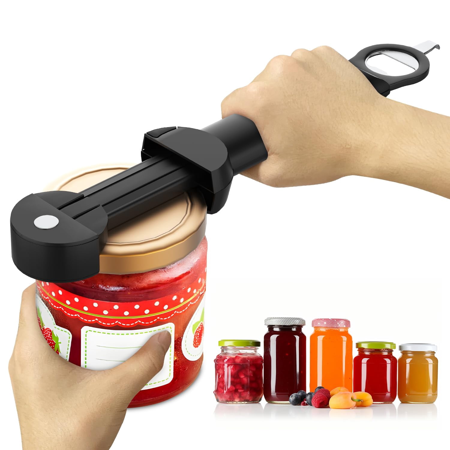 Multifunctional Bottle Opener Stainless Steel Lid Opener Adjustable WineBeer Can Opener for Weak Hands Seniors   Kitchen Tools