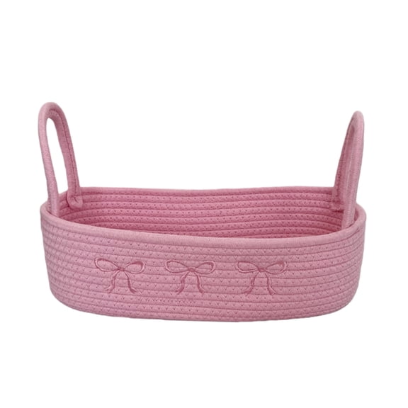 Multifunctional Bowknot Woven Basket Cotton Materials Spacious Organizers For CDs Remote Control Stationery
