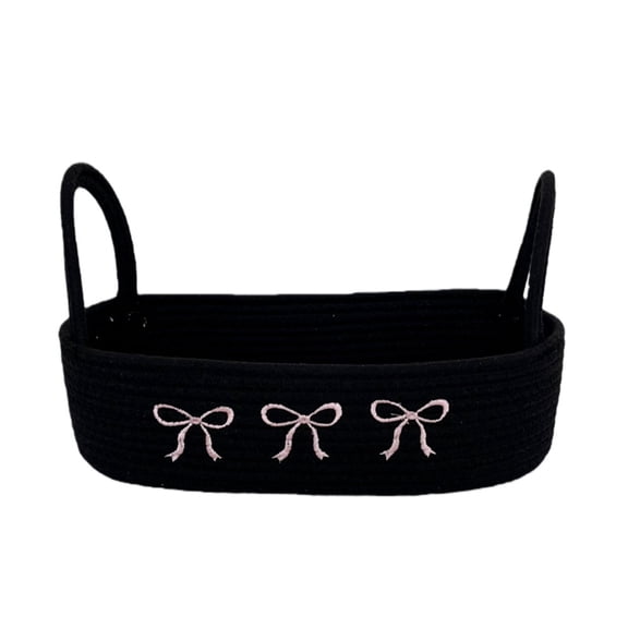 Multifunctional Bowknot Woven Basket Cotton Materials Spacious Organizers For CDs Remote Control Stationery