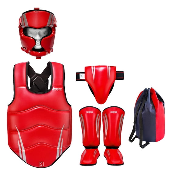 Multifunctional Boxing Fighting Protective Equipment Set Includes Headgear Chest Guard Leg Guards Groin Cup