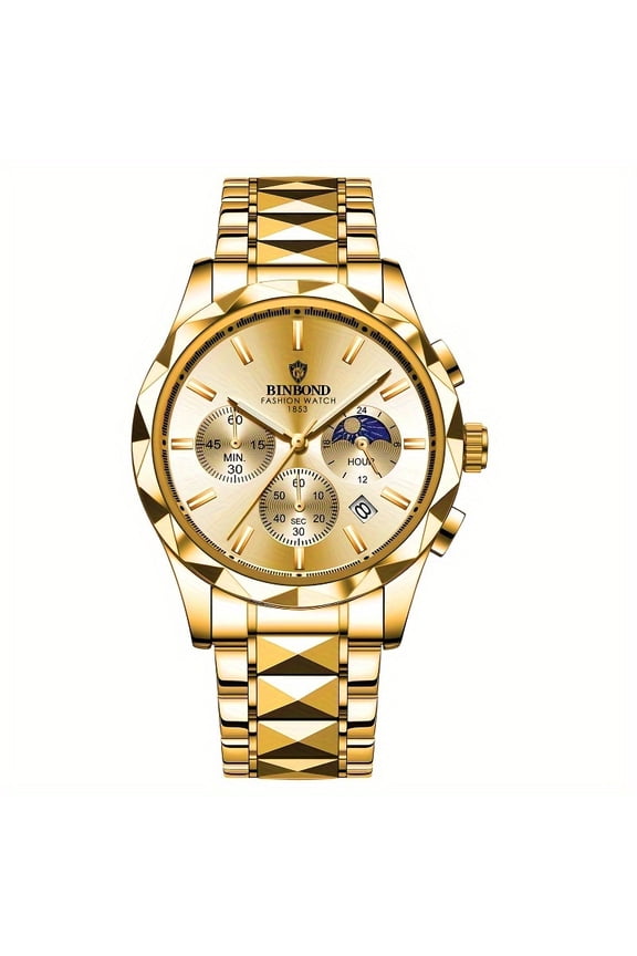 Multifunctional Butterfly Buckle Men's Fashion Double Calendar Quartz Wrist Watch, Wrist Accessories for Exquisite Men, Fashion Timepiece for Daily Wear