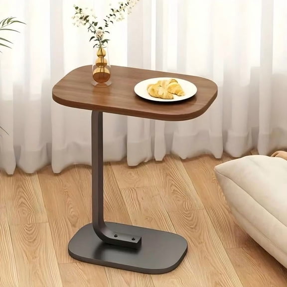 Multifunctional C-Shaped Side Table, Height Adjustable Rolling Table, Sturdy Metal Frame, Space Saving Compact Coffee Table for Living Room Bedroom