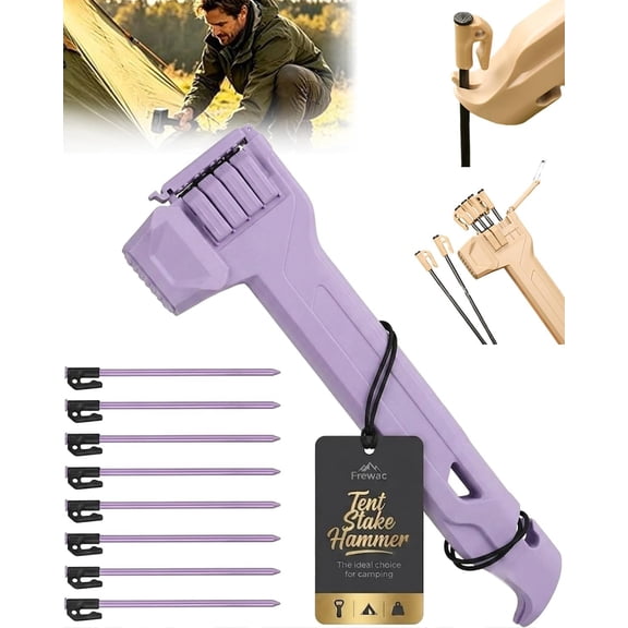 Multifunctional Camping Hammer & Tent Stake Puller Black Lightweight Tent Peg Hammers Hiking Mallet with Nail Puller & Bottle Opener Tent Stake Driver with Storage Handle for Backpacking