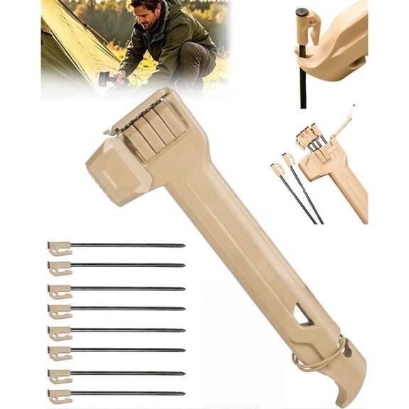Multifunctional Camping Hammer With Stake Puller, Lightweight Mallet Built In Bottle Opener, Portable Tool For Tent Setup Hiking And Backpacking