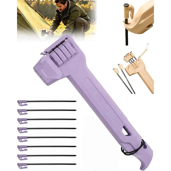 Multifunctional Camping Hammer With Stake Puller, Lightweight Mallet Built In Bottle Opener, Portable Tool For Tent Setup Hiking And Backpacking