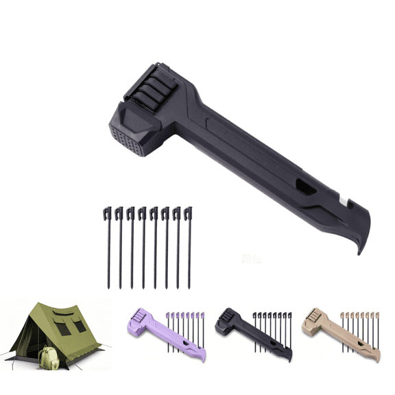 Multifunctional Camping Mallet, Heavy Duty Tent Peg Hammer with Stake Remover and Bottle Opener for Outdoor Activities