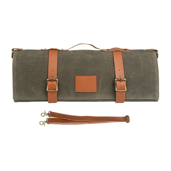 Multifunctional Canvas Chefs Tool Roll Bag Portable Kitchen Storage Organizer