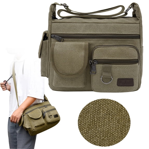 Multifunctional Canvas Electrician Tool Bag, Portable Hand Tool Storage Carry Bag - Crossbody and Shoulder Bag Style