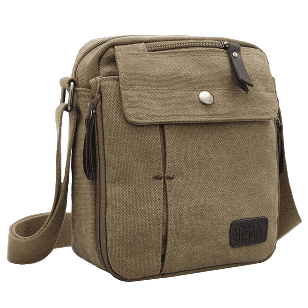 Walbest Men Causal Multifunctional Canvas Messenger Handbag Outdoor Shoulder Sling Bag Travel Bag, Size: 9.06 inch x 7.87 inch x 3.54 inch, Men's