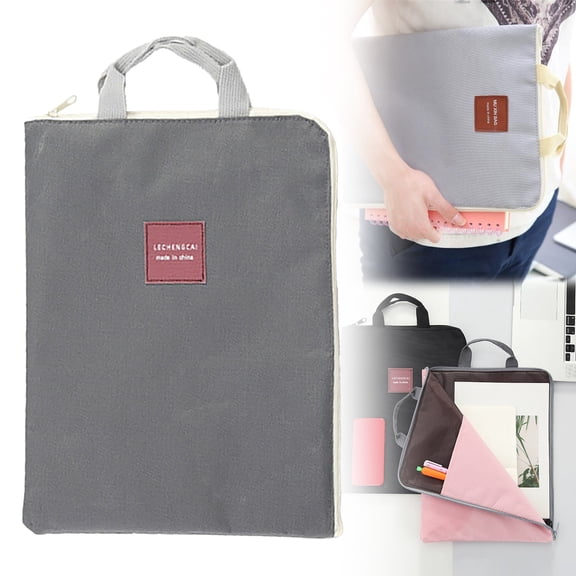 Multifunctional Canvas Zipper File Bag Briefcase Laptop Mobile Phone Organizer Document