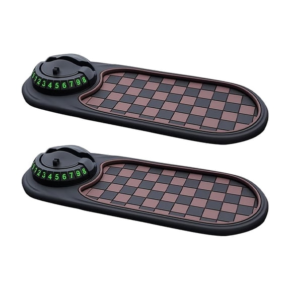 Multifunctional Car Anti-Slip Mat with 360° Rotating Phone Holder, Non Slip Dashboard Organizer Pad for Phones, Temporary Parking Number Display, Sunglasses, Keys, Daily Essentials 2PCS