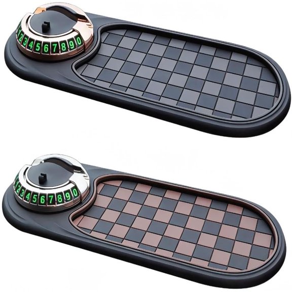Multifunctional Car Anti-Slip Mat, Dashboard Mat with Temporary Parking Number Display, One-Size-Fits-All Anti-Slip Car Mat with 360° Rotatable Phone Bracket (Style C+D-2)