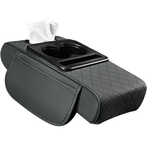 Multifunctional Car Armrest Cushion,5-in-1 Car Center Console Cover with Cup Holder, Phone Storage, Car Armrest Storage Box for Sedans, Car Accessories Interior Organizers