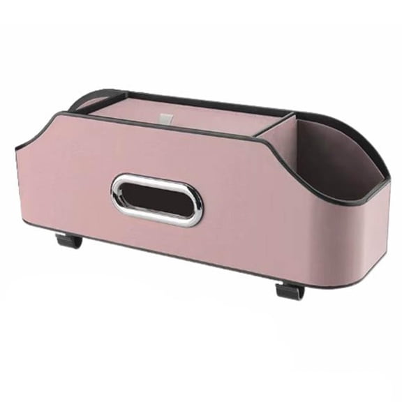 Multifunctional Car Seat Back Organizer with Cup Holders, Tissue Dispenser, Phone Holder & Hooks, PU Leather Storage Rack for Rear Seat, Car Organizer for Travel, Family, SUV, Minivan (Pink)