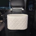 thumbnail image 1 of Multifunctional Car Seat Back Storage Bag - Hanging Organizer with Water Bottle Pockets, Large Capacity Leather Storage Box for Vehicle Seatback, Black or White, 25x17cm, 1 of 7