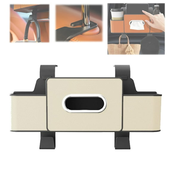 Multifunctional Car Seat Back Storage Box, Car Seat Back StorageCar Multifunctional Seat Back Waterproof Storage Bag,Car Backseat Organizer Multifunction Leather Interior Storage Bag (Beige)