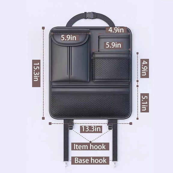 Multifunctional Car Seat Back Storage Box – Premium PU Leather Backseat Organizer with Cup Holder & Tissue Box, Spacious Car Seat Organizer for Storing Essentials & Keeping Interior Neat