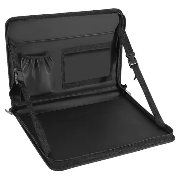 Multifunctional Car Steering Wheel Dining Table - PU Leather Seat Back Stand with Notebook Stand , Car Accessories