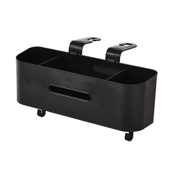 Multifunctional Car Tissue Box with Cup Holder and Hooks for Back Seat Storage