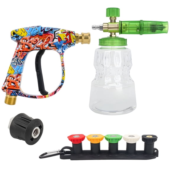 Multifunctional Car Wash Systems with Interchangeable Nozzles and Foam Sprayer for Patio Vehicles Multiple Face Washing