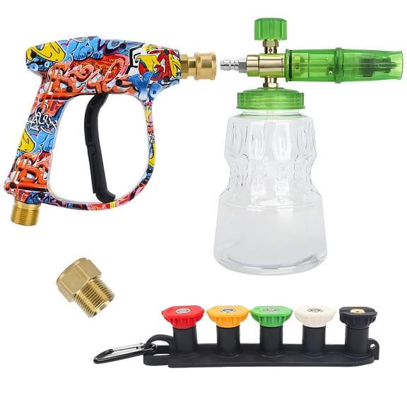 Multifunctional Car Wash Systems with Interchangeable Nozzles and Foam Sprayer for Patio Vehicles Multiple Face Washing