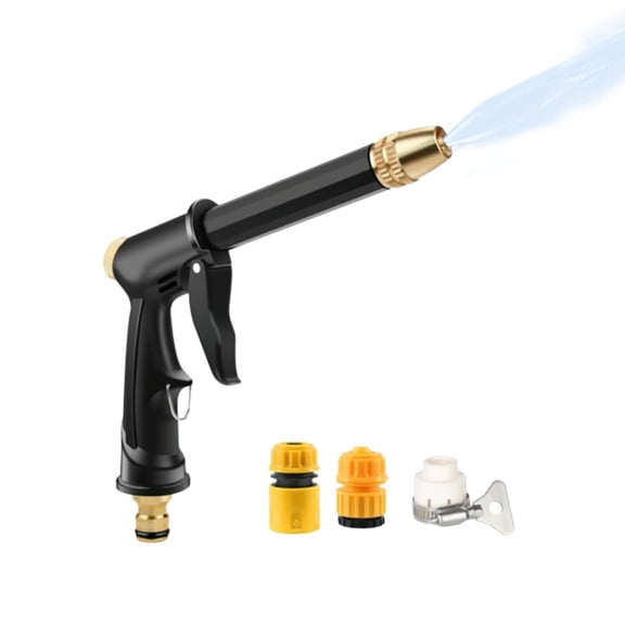Multifunctional Car Wash Tool, 360° Adjustable Nozzle, High Pressure Water Hose Nozzle withTrigger Lock for Car Washing Patio Irrigation (H2 Long Spray Gun + 3 Connectors)