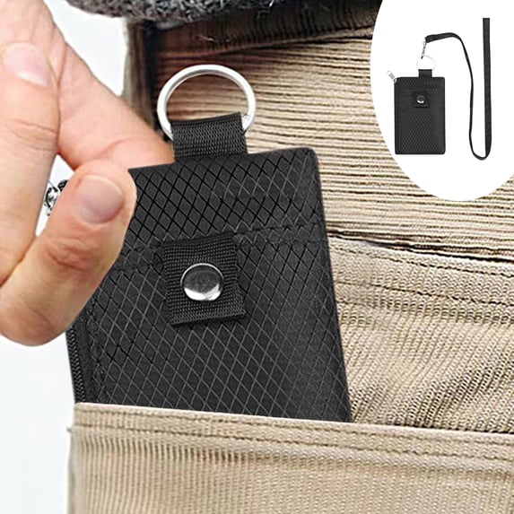 Multifunctional Card Key Chain Wallet, Mini Neck Hanging Card Holder for Keys & Essentials