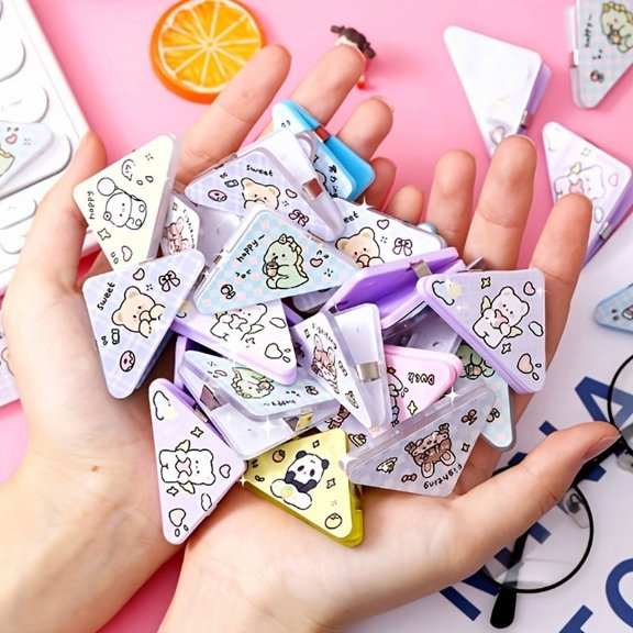 Multifunctional Cartoon Triangular Bookfolds - Anti-Roll Plastic Folder Organizer for Office, Study, and Home